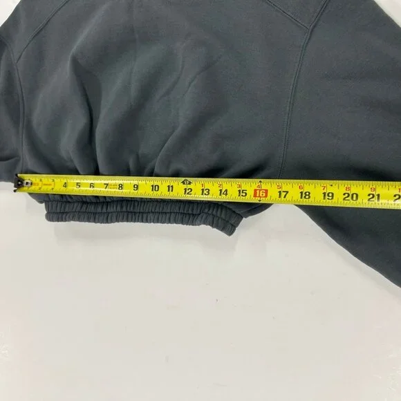 Zara Cropped Sweatshirt Medium Balloon Sleeve Elastic Hem Minimalist Athleisure - Picture 6 of 8